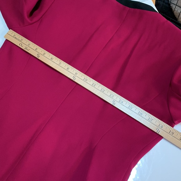 KASPER deep magenta raspberry open front black trim blazer jacket - Picture 7 of 7